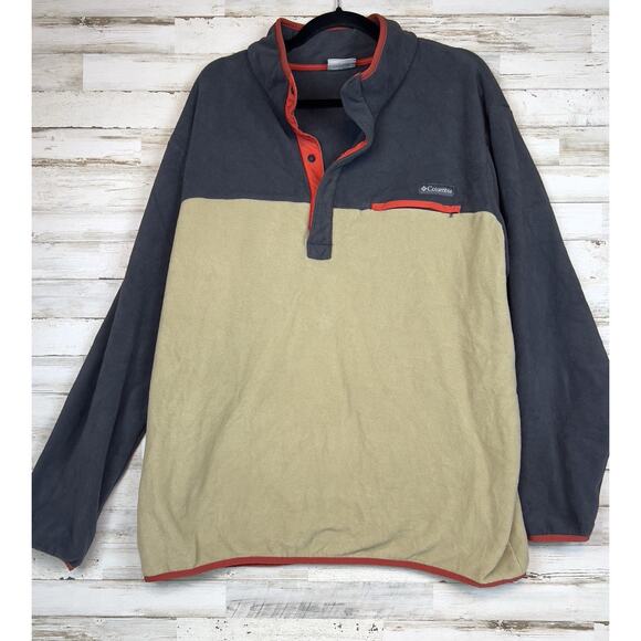 Columbia Sweater Mens XXL Colorblock Snap Fleece Pullover 90s Vtg Gorpcore - Picture 1 of 7